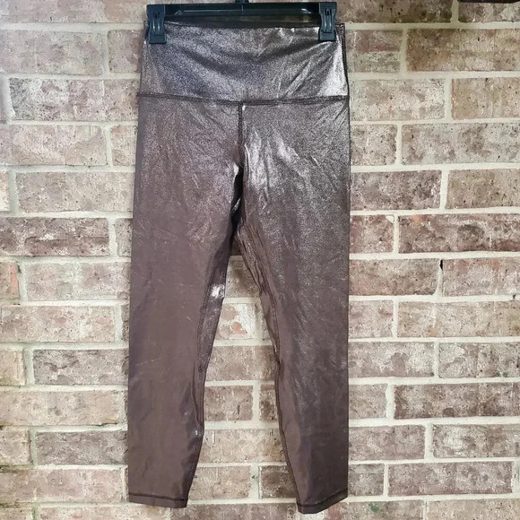 Lululemon Align High Rise Pant 25" Shine Radiate Foil Print French Press size 8 - Picture 4 of 7